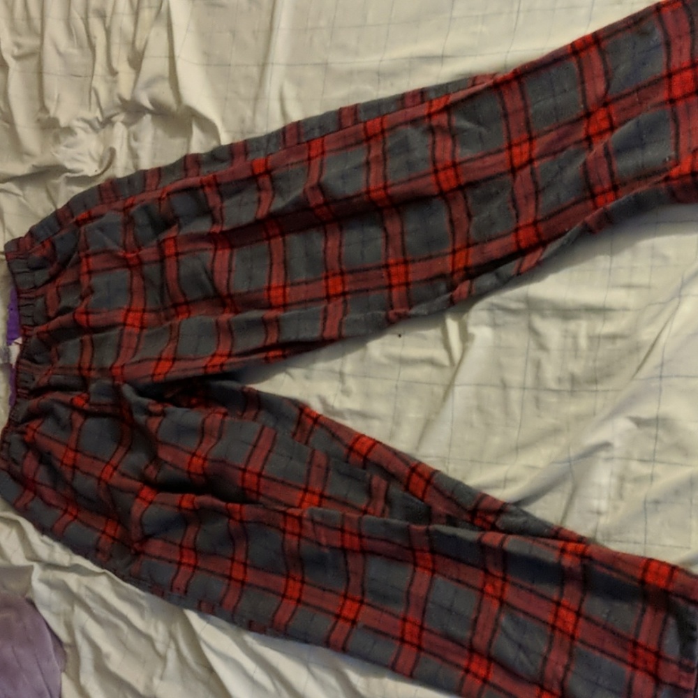 Gray red and black pj pants large